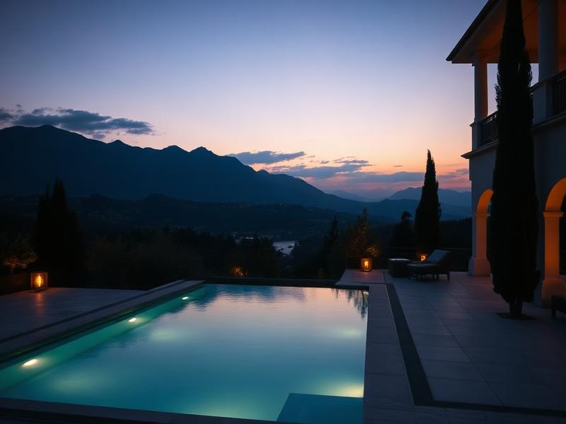 Terrace pool at twilight